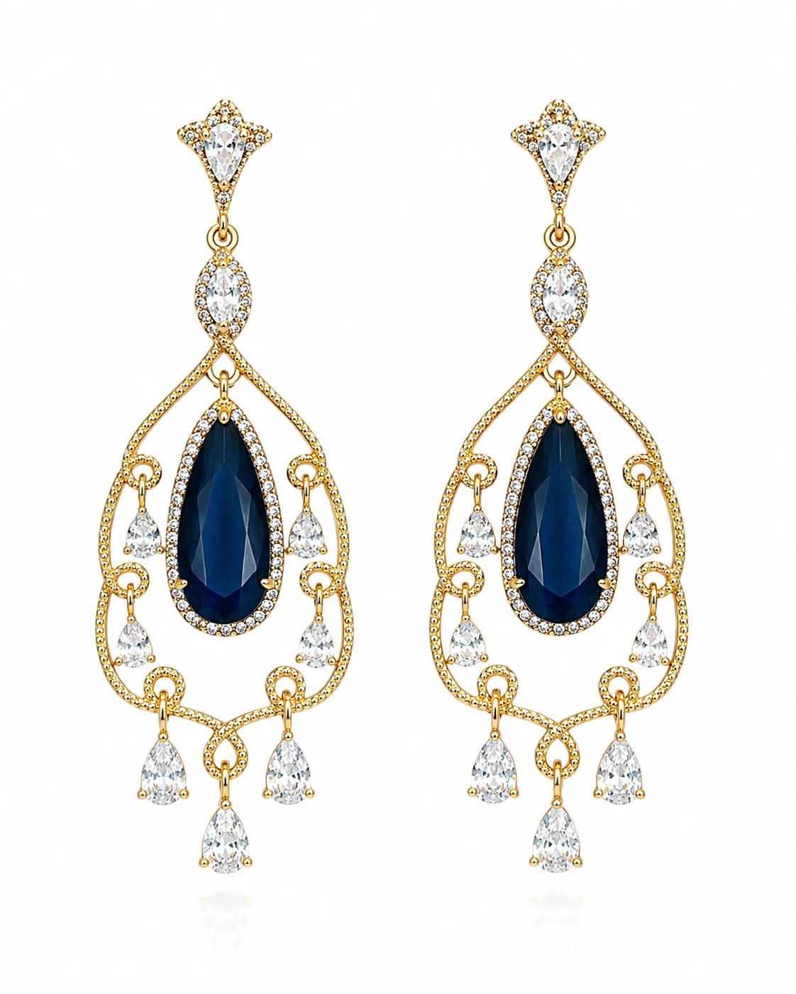 Azure Teardrop CZ Dangle Earrings