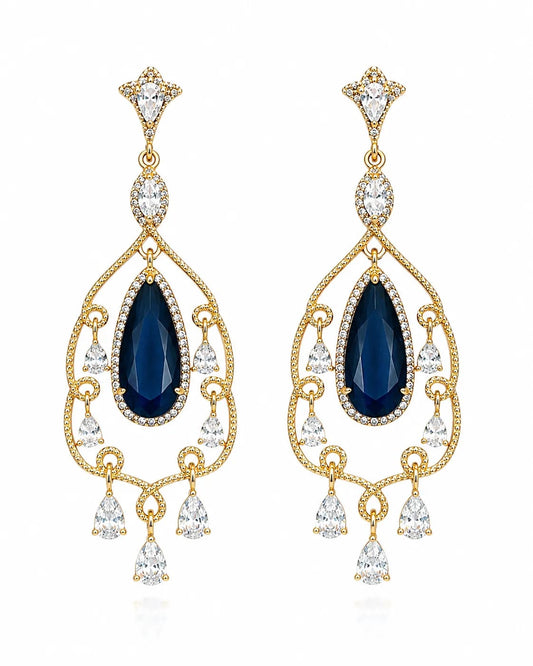 Azure Teardrop CZ Dangle Earrings
