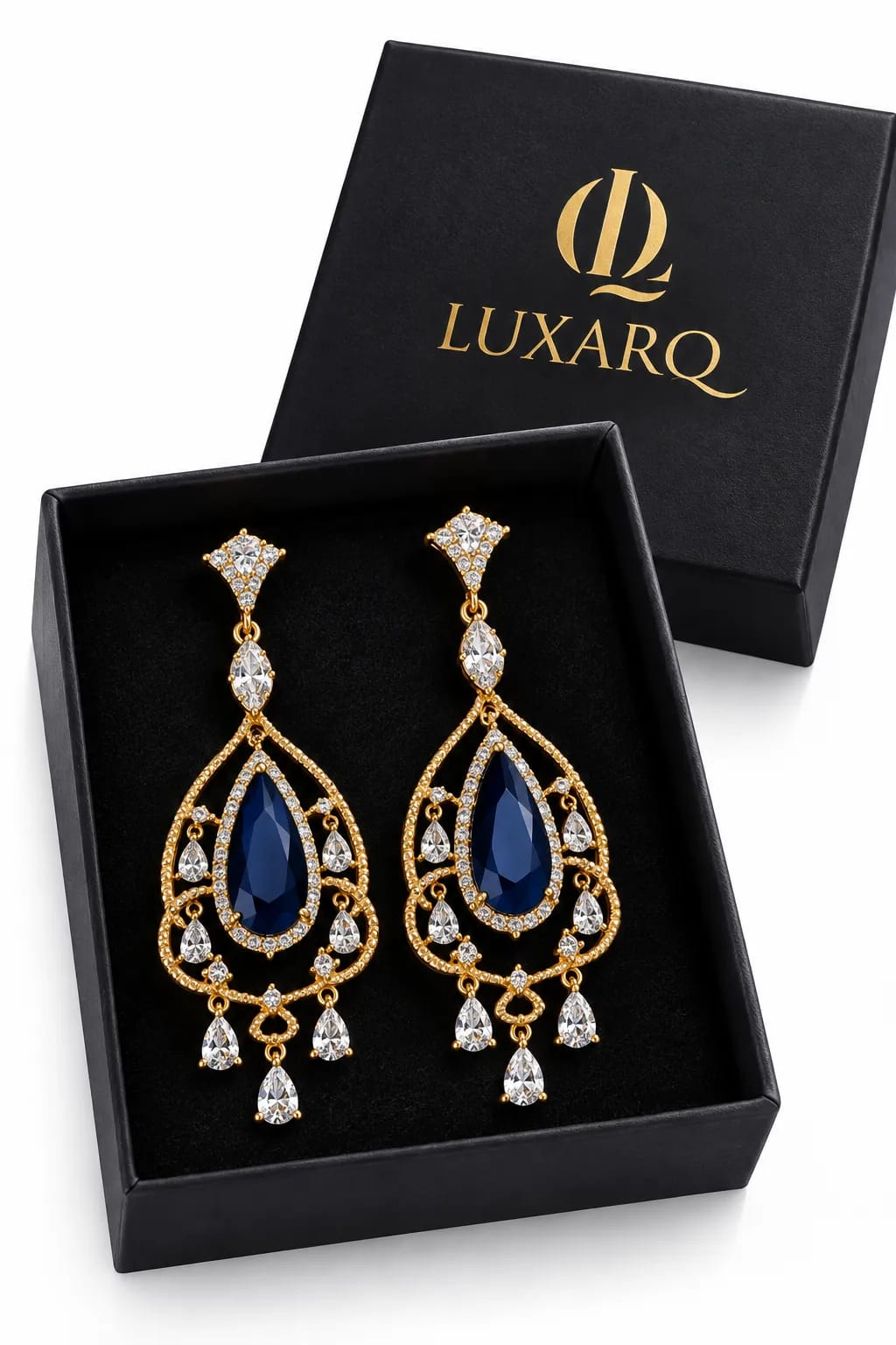 Azure Teardrop CZ Dangle Earrings