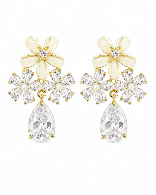 Florielle Crystal Floral Drop Earrings