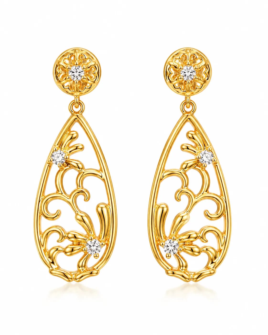 Florielle Gold-Plated Floral Teardrop Earrings