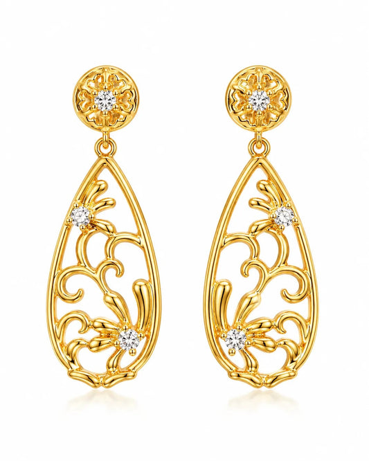 Florielle Gold-Plated Floral Teardrop Earrings
