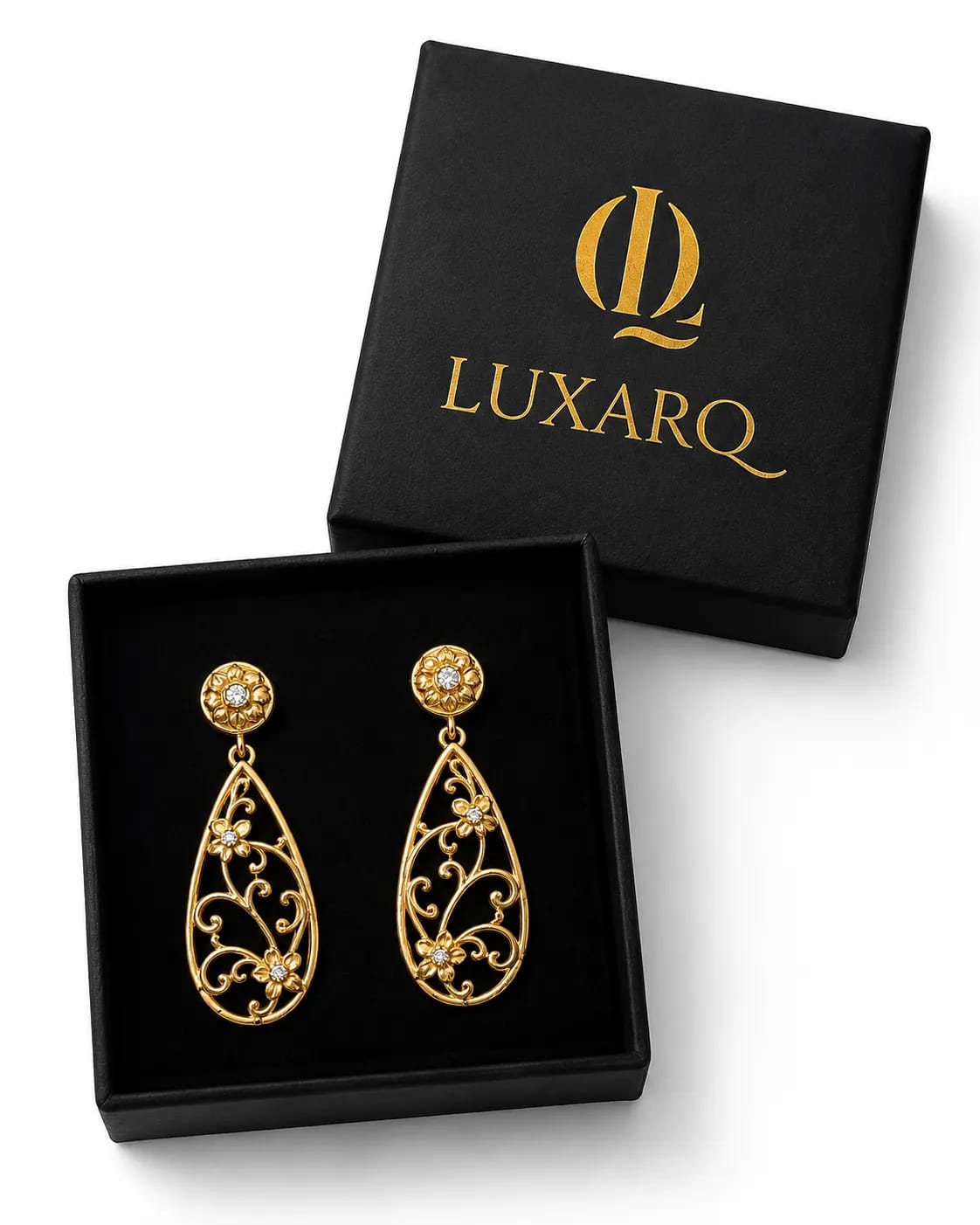 Florielle Gold-Plated Floral Teardrop Earrings