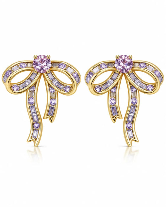 Lavelle Lavender Bow Statement Earrings