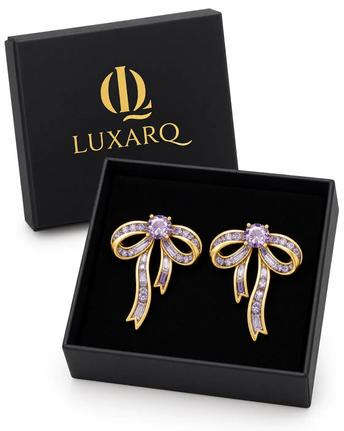 Lavelle Lavender Bow Statement Earrings