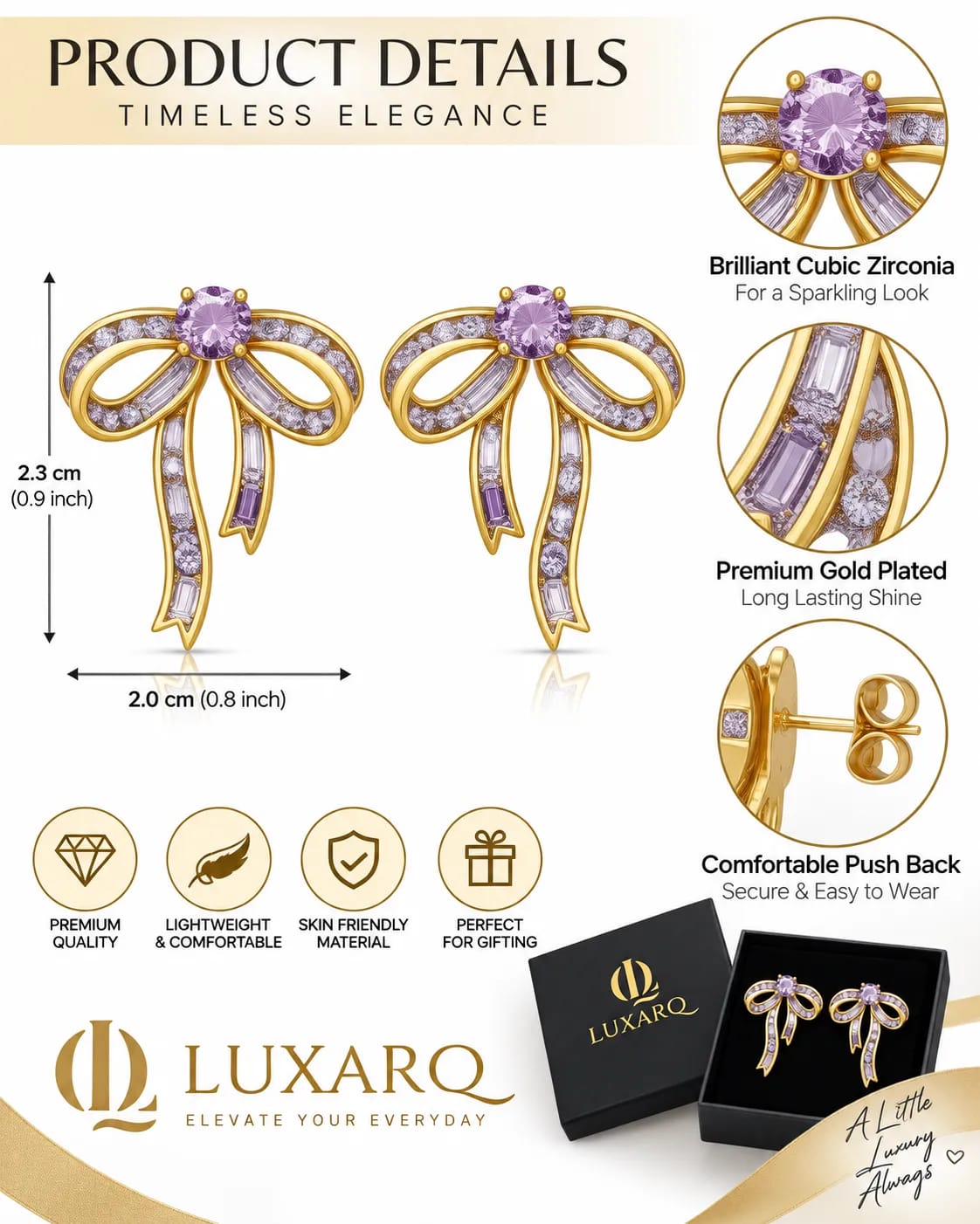 Lavelle Lavender Bow Statement Earrings
