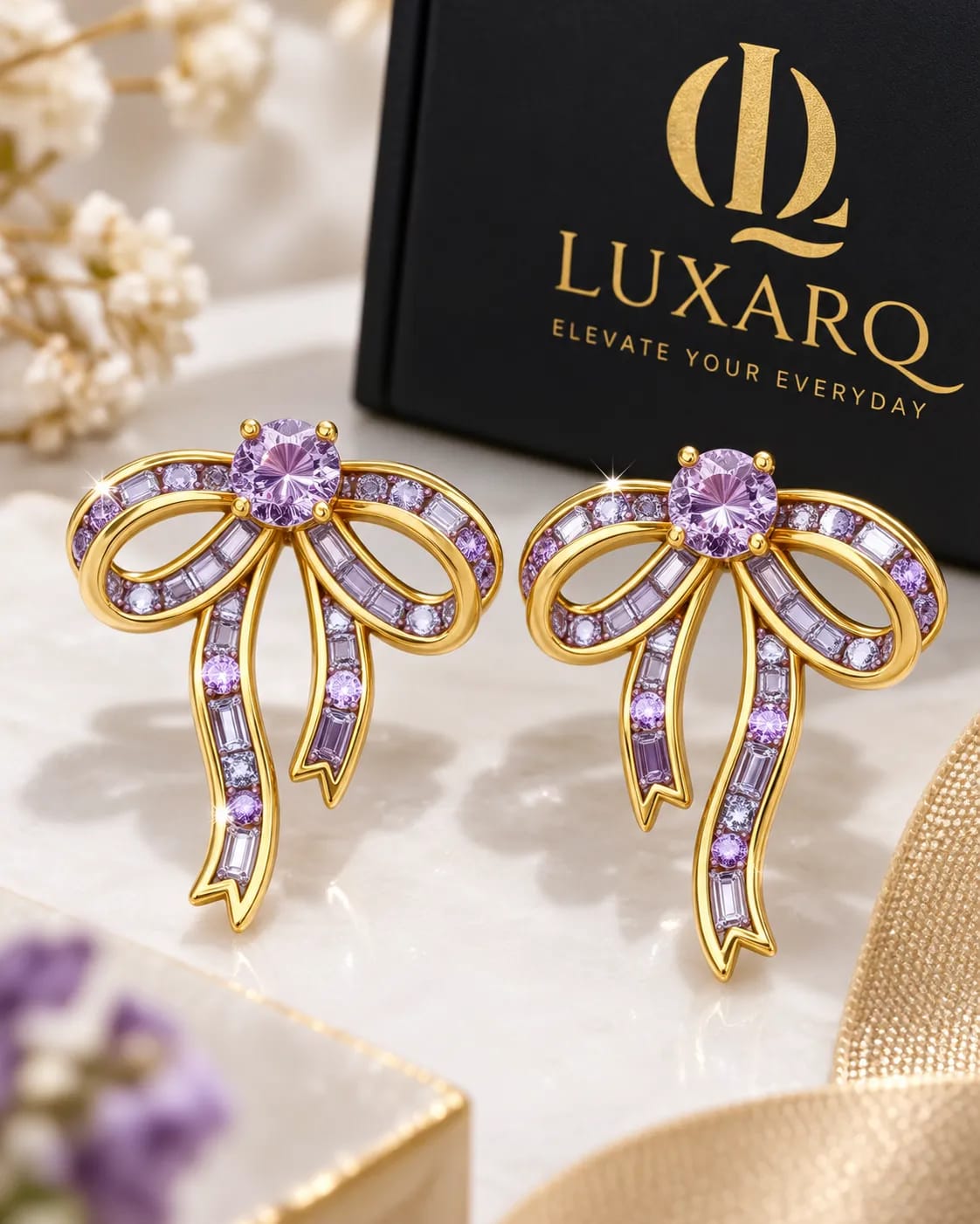 Lavelle Lavender Bow Statement Earrings