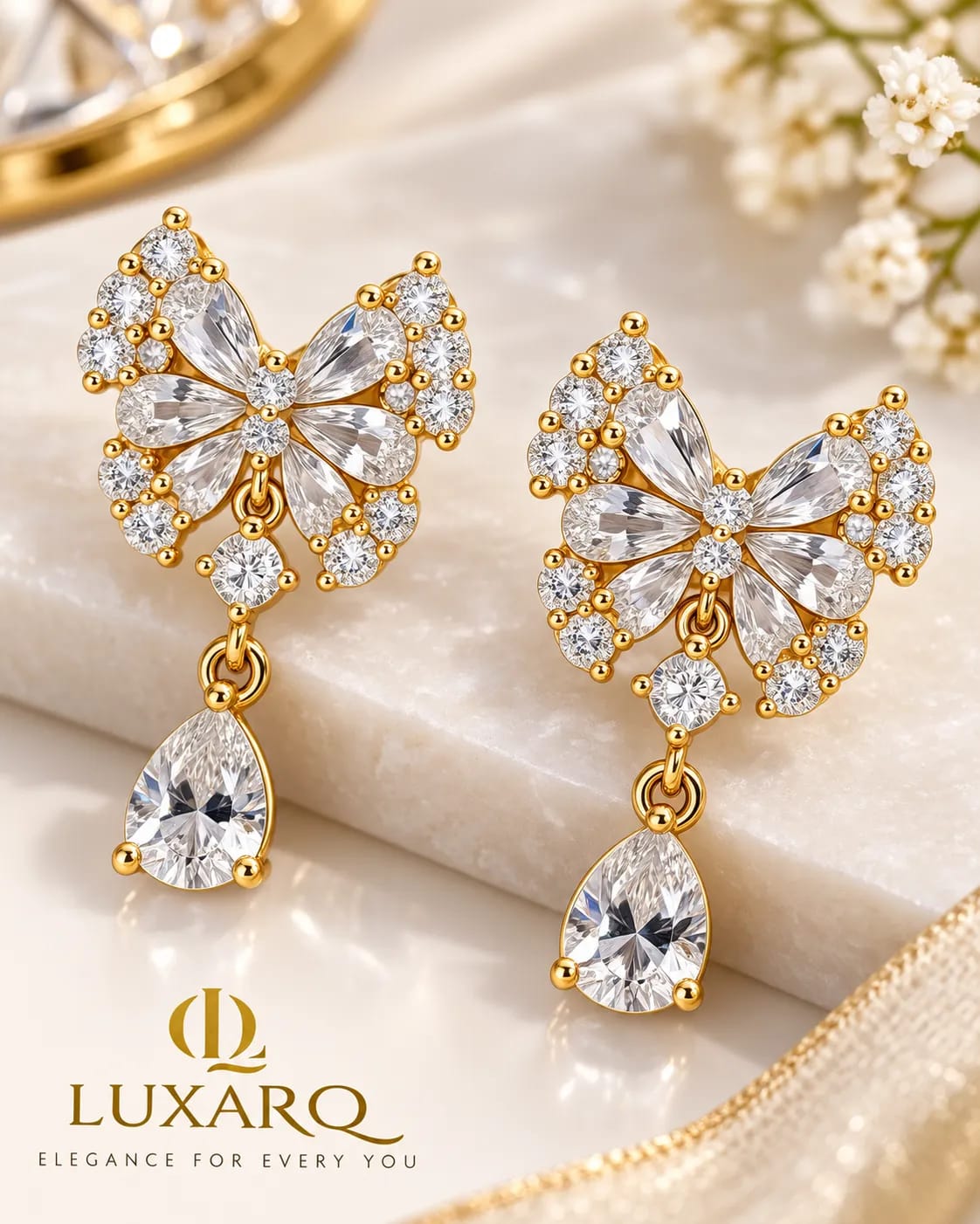 Mariposa Butterfly Crystal Drop Earrings