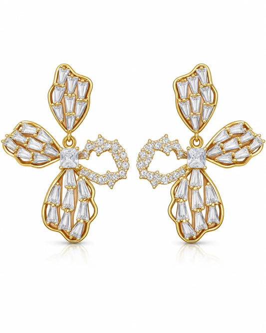 Aurelia Gold Floral CZ Statement Earrings
