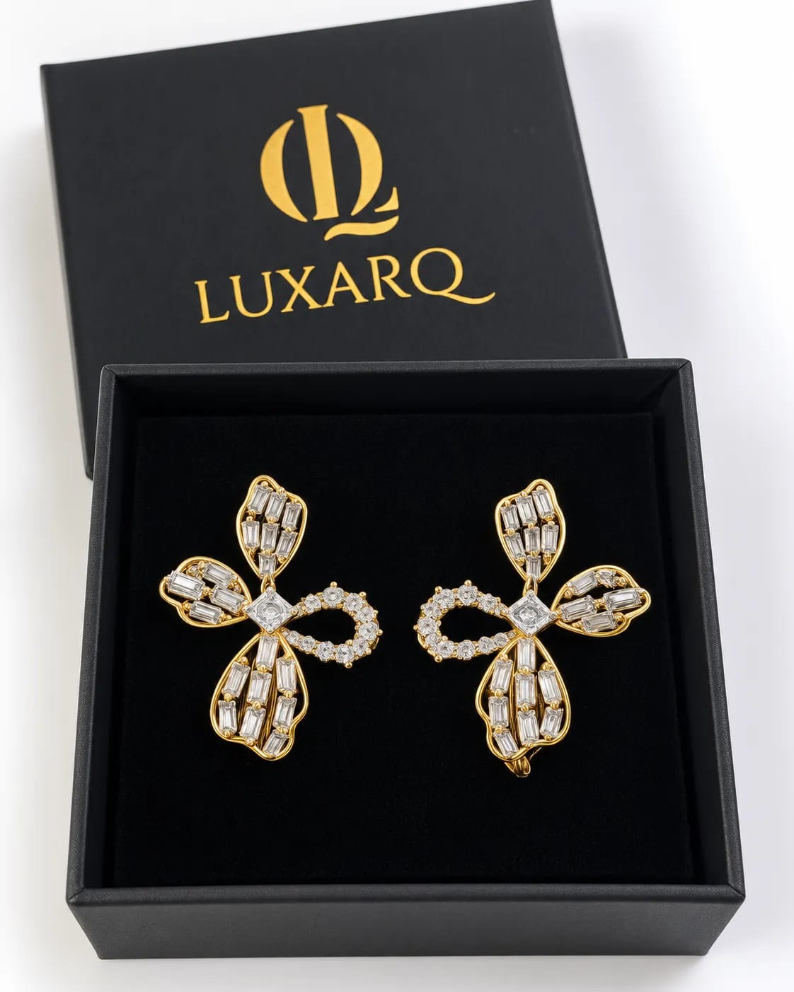 Aurelia Gold Floral CZ Statement Earrings