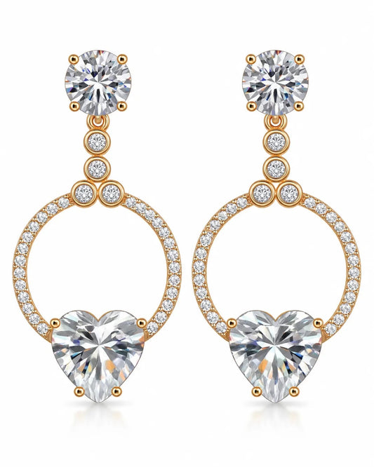 Amora Heart Zircon Drop Earrings