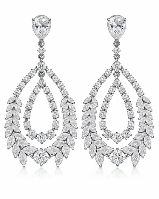 Lunaria Crystal Teardrop Statement Earrings