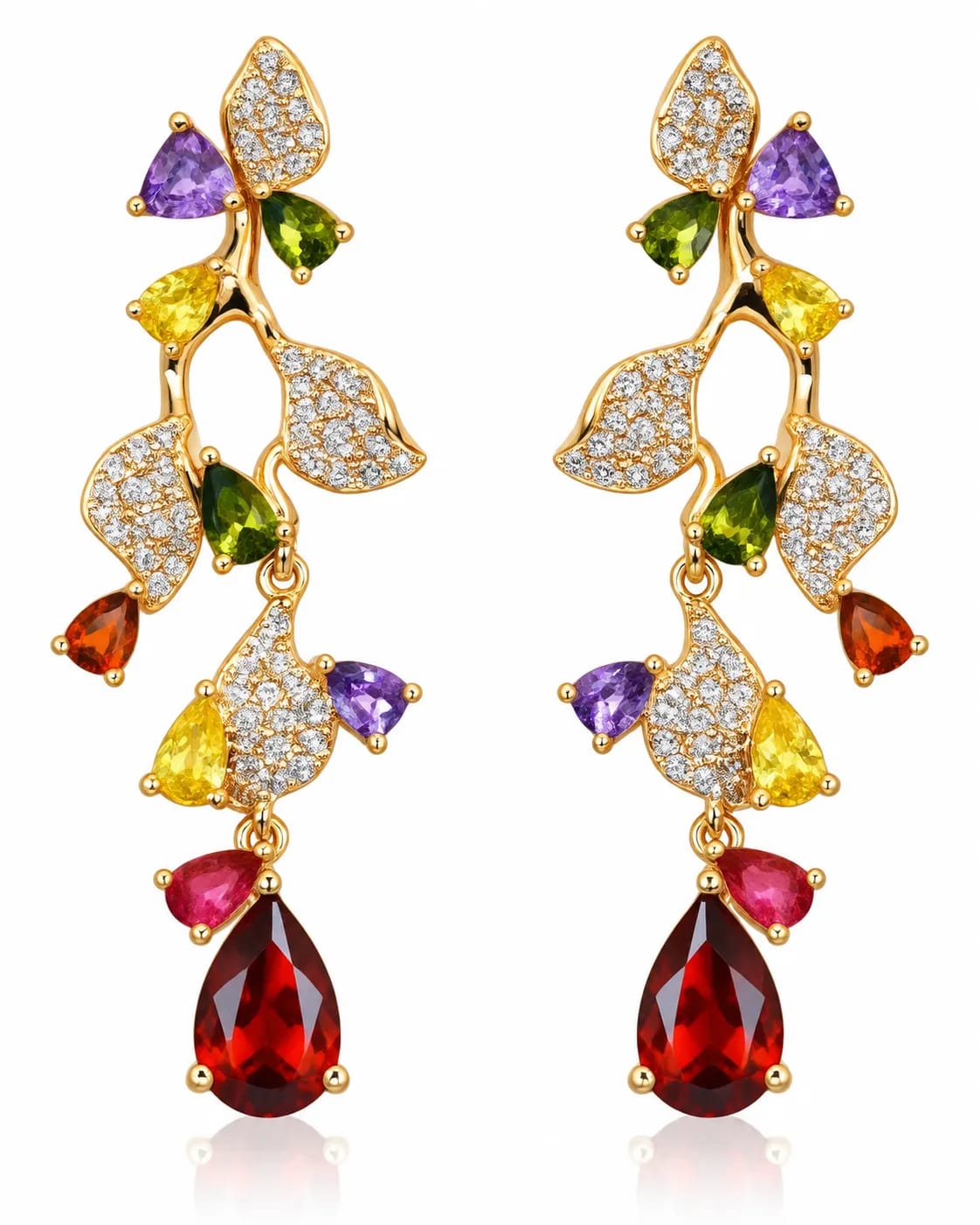 Florielle Multicolour Leaf Drop Earrings