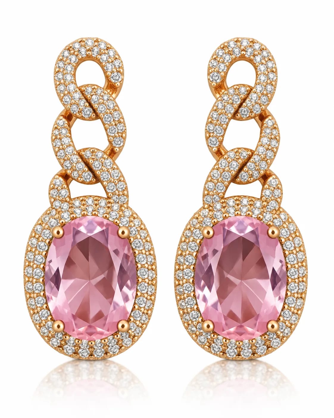 Roselle Pink Crystal Loop Drop Earrings