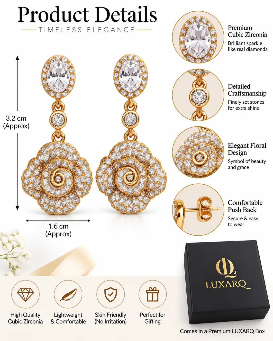 Aurelia Floral CZ Drop Earrings