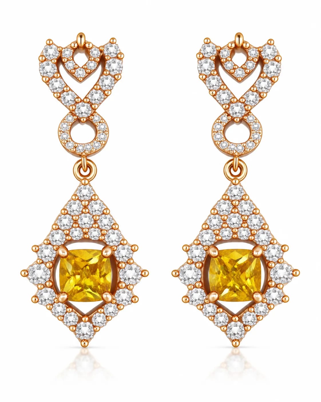 Rosaline Yellow Heart CZ Drop Earrings