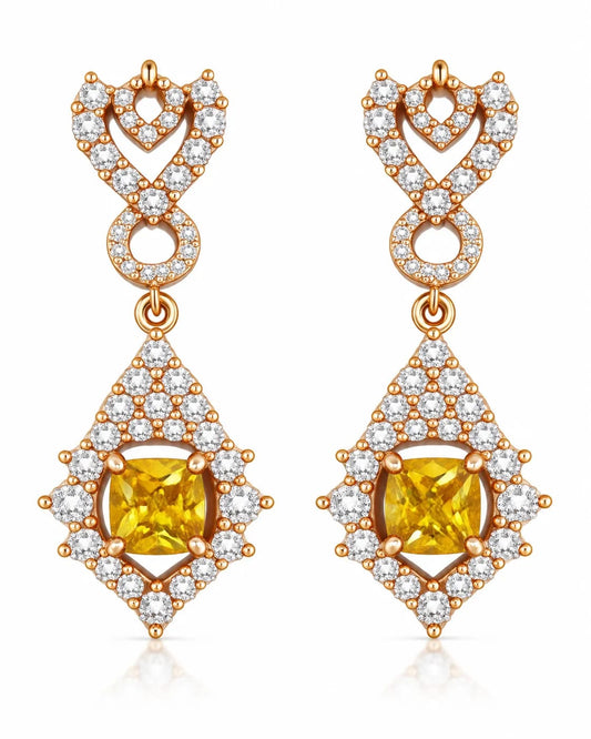 Rosaline Yellow Heart CZ Drop Earrings