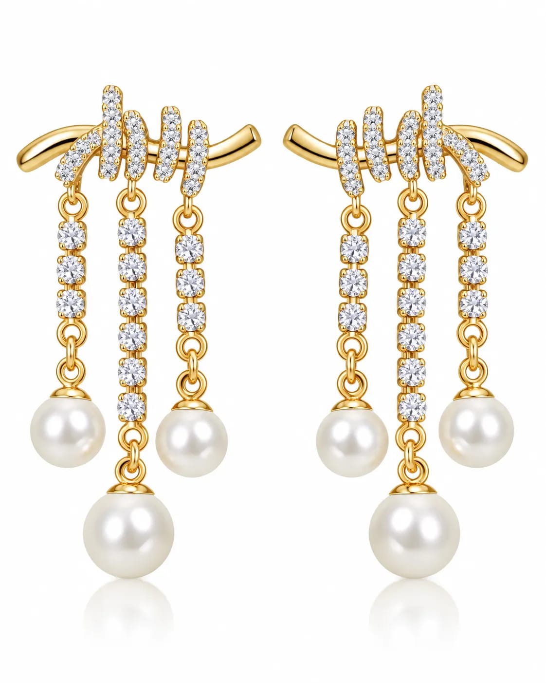 LUXARQ Gold-Plated Pearl Drop Earrings