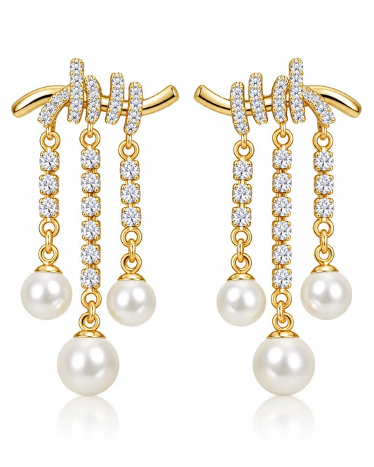 Elowen Gold Pearl Drop Earrings