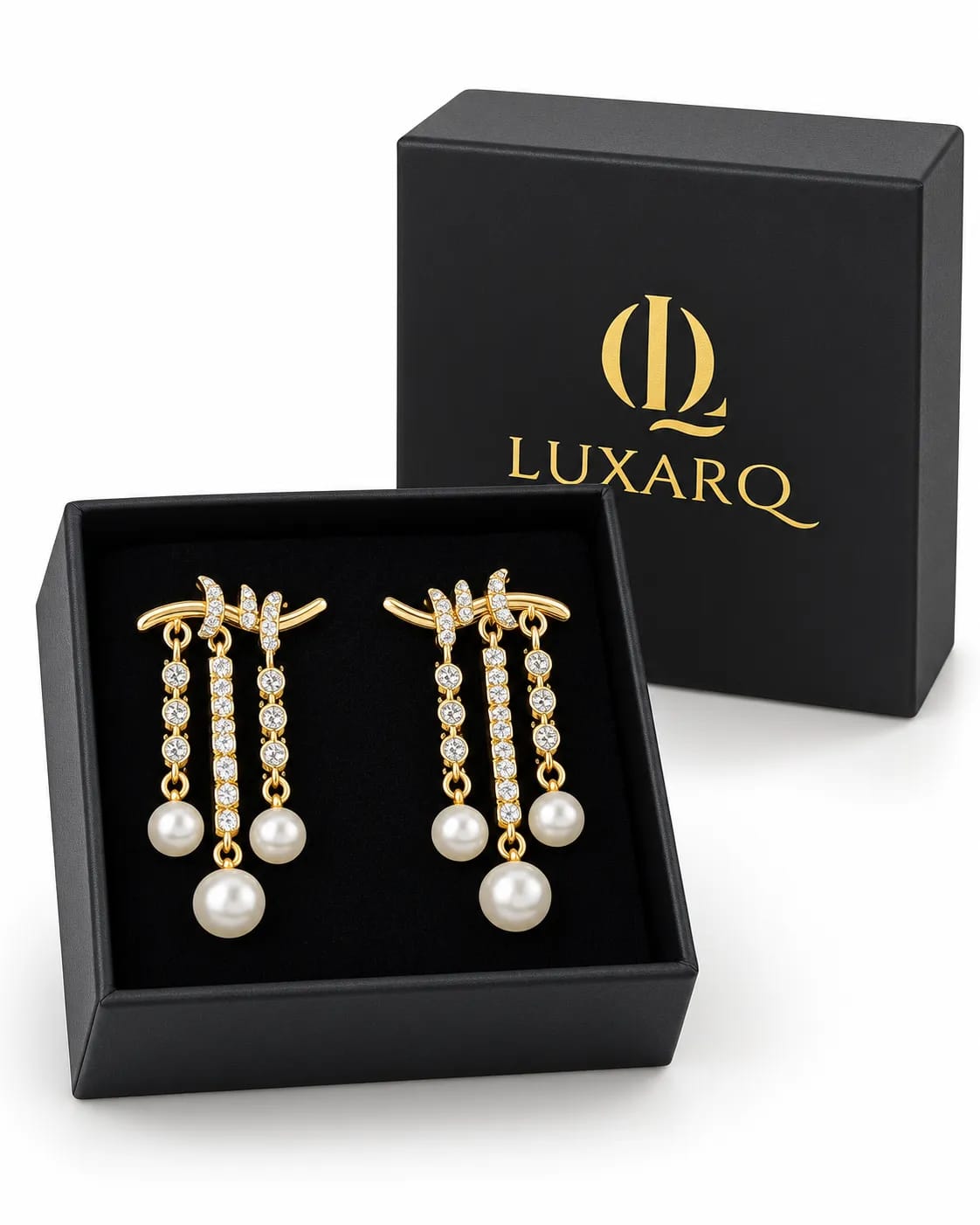 LUXARQ Gold-Plated Pearl Drop Earrings
