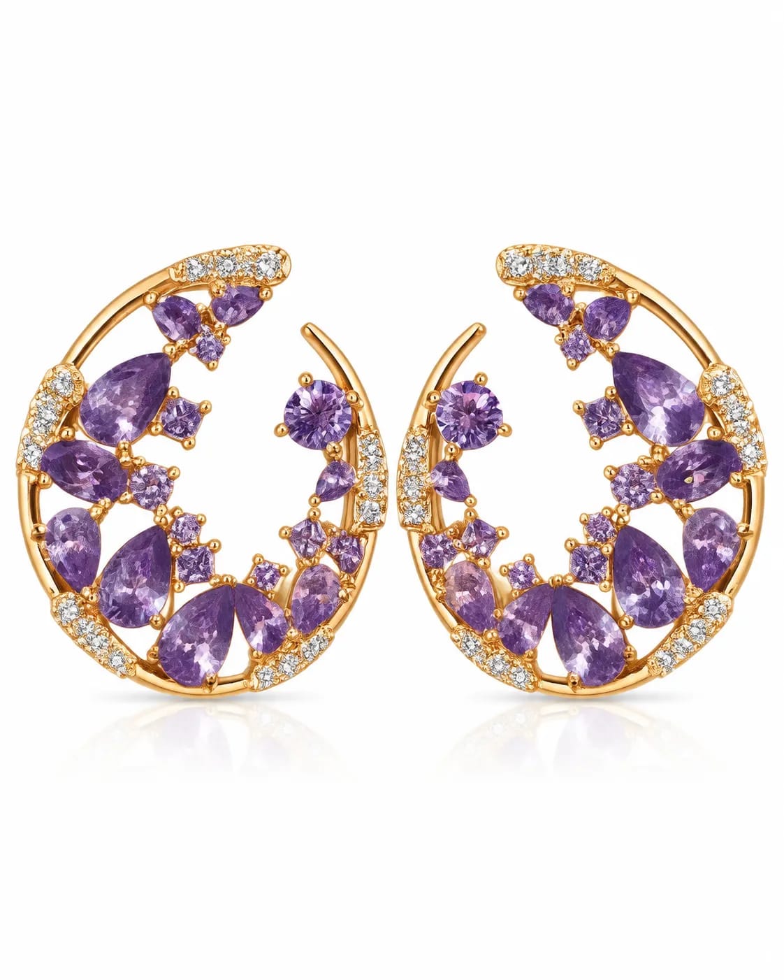 Amethysta Purple CZ Statement Earrings