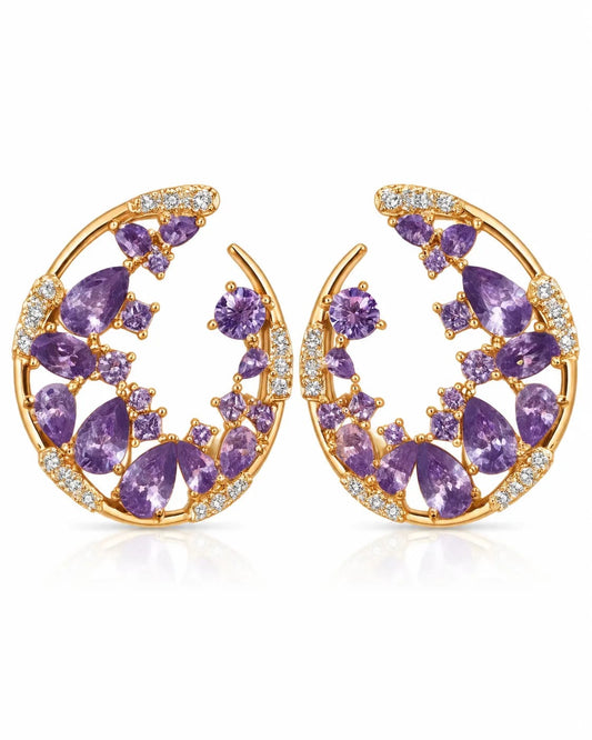 Amethysta Purple CZ Statement Earrings