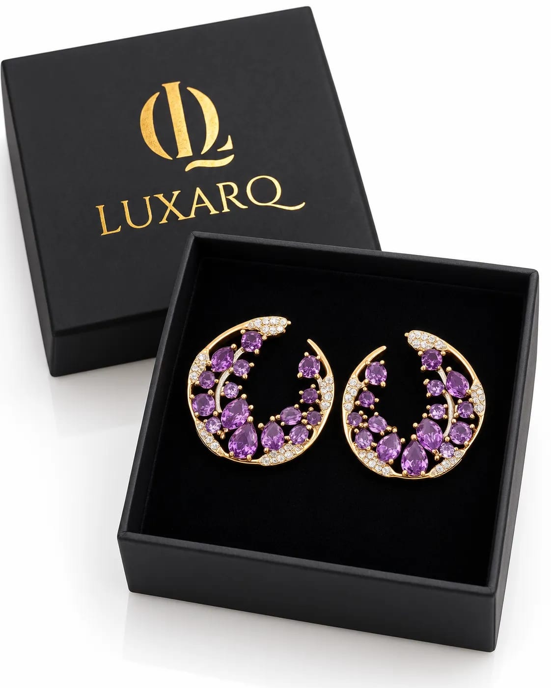 Amethysta Purple CZ Statement Earrings