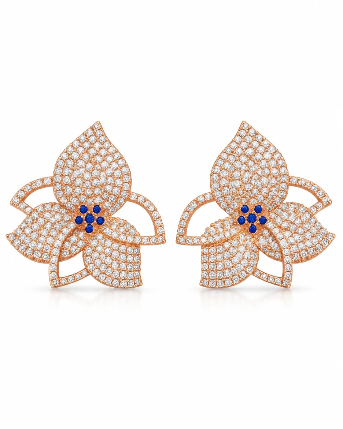Florielle Blue Centre Floral Statement Earrings