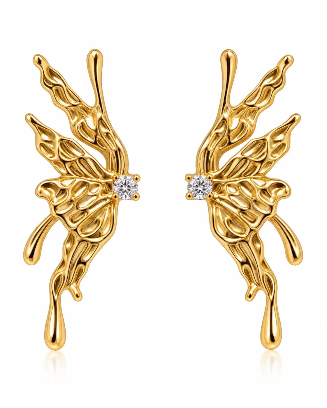 Mariposa Gold Butterfly CZ Stud Earrings