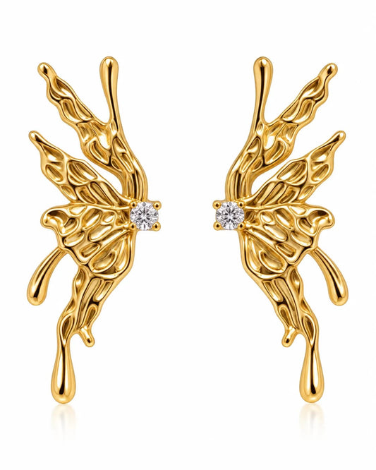 Mariposa Gold Butterfly CZ Stud Earrings