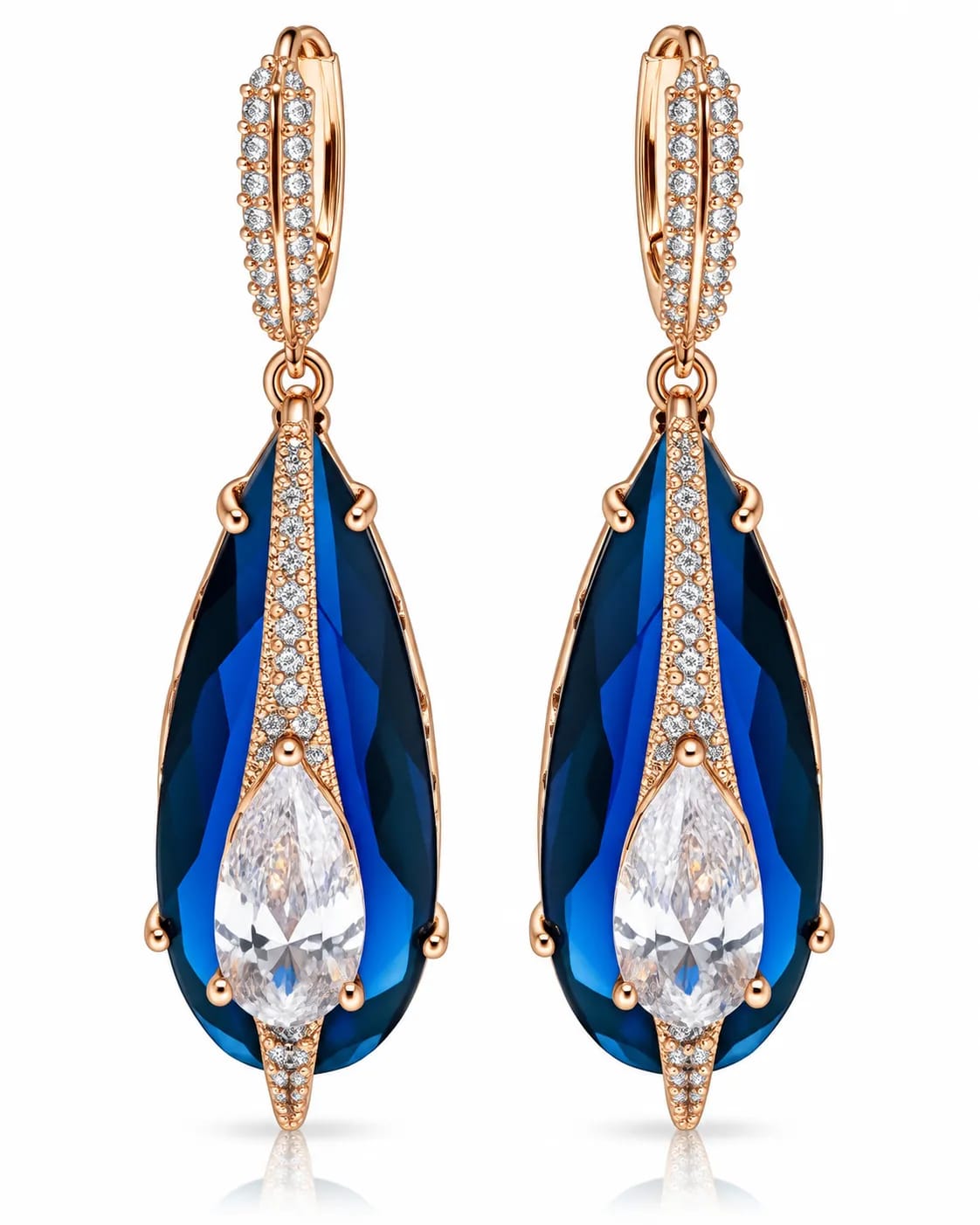 Azure Teardrop CZ Statement Earrings