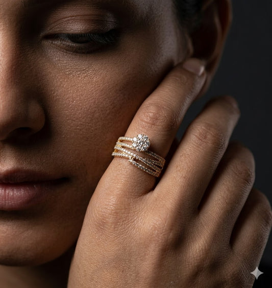 Crystal Wave Band Ring