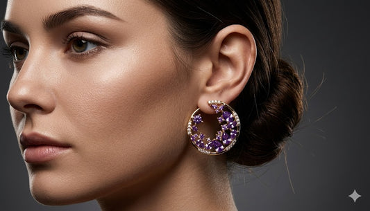 Amethyst Circle Statement Studs