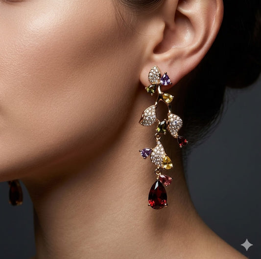 Golden Crystal Vine Drop Earrings