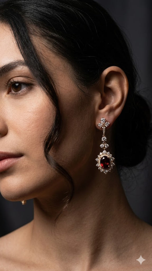 Ruby Glow Drop Earrings